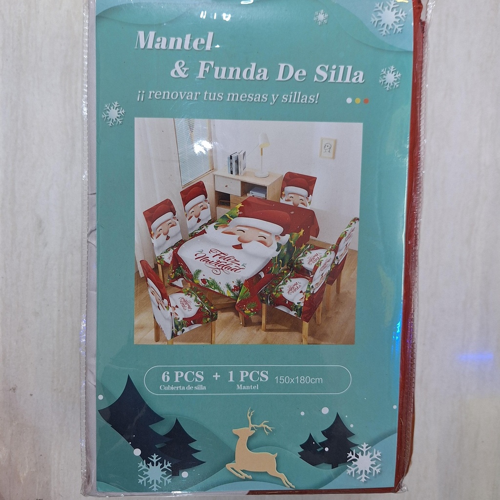 MANTEL NAVIDEÑO CON 6 FUNDAS DE SILLA |57596|