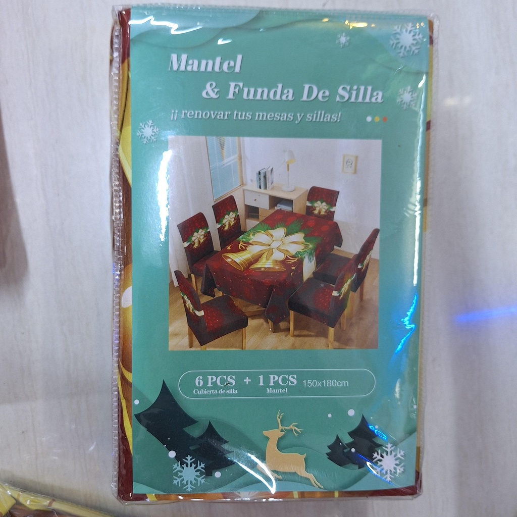 MANTEL NAVIDEÑO CON 6 FUNDAS DE SILLA |57596|