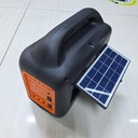 PARLANTE CON MICROFONO SOLAR , POWER BANK , LINTERNA Y FOCO