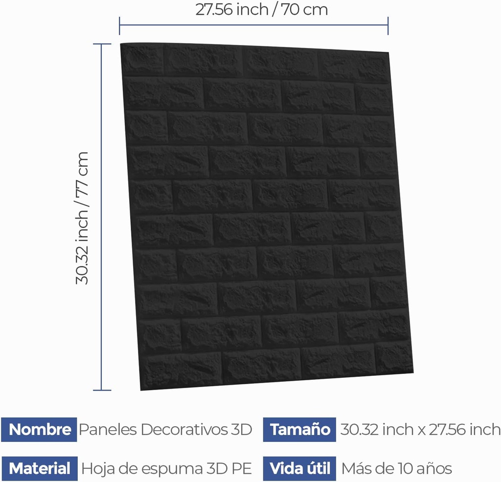 PAPEL TAPIZ NEGRO 3D 2mm cajón/100un