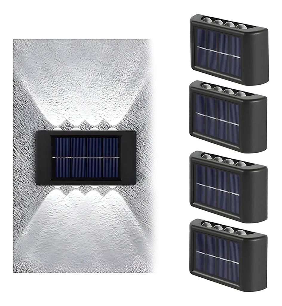 LUZ SOLAR DE PARED 8 LEDs – Pack x2 Unid.