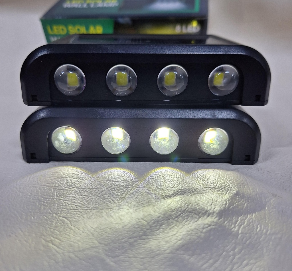 LUZ SOLAR DE PARED 8 LEDs – Pack x2 Unid.