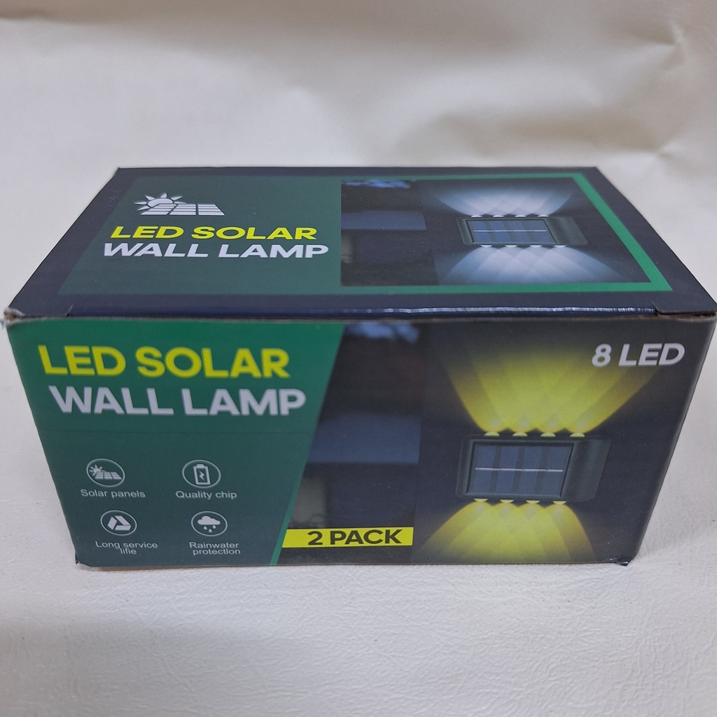 LUZ SOLAR DE PARED 8 LEDs – Pack x2 Unid.