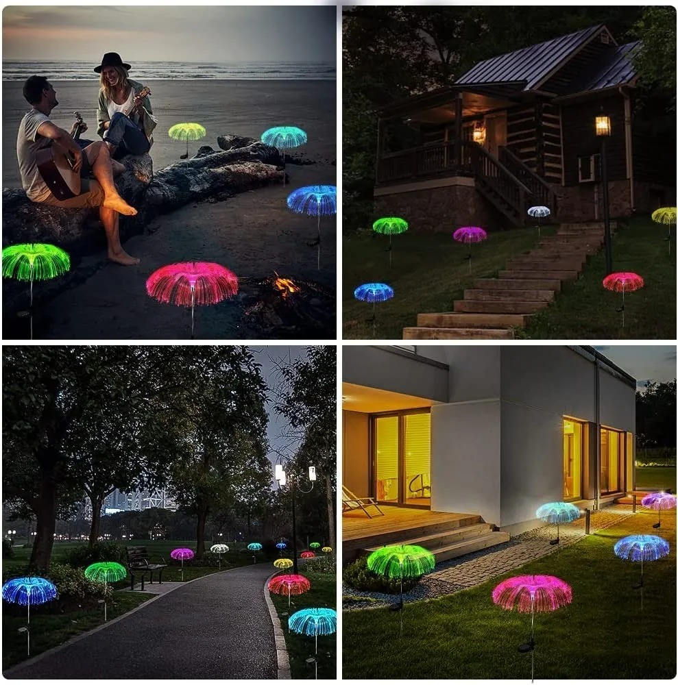 LUZ SOLAR ESTACA FLOR MEDUSA - Pack 2 unid.