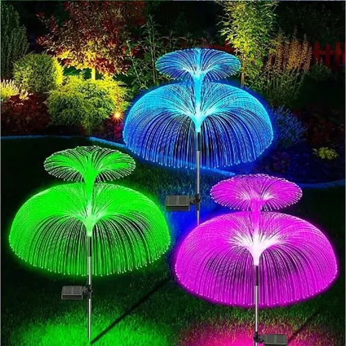 LUZ SOLAR ESTACA FLOR MEDUSA DOBLE CAPA - Pack 2 unid. 