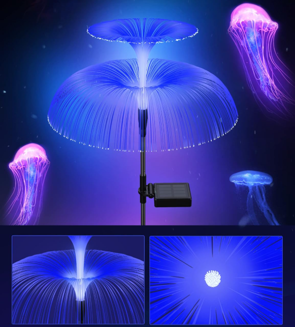 LUZ SOLAR ESTACA FLOR MEDUSA DOBLE CAPA - Pack 2 unid. 