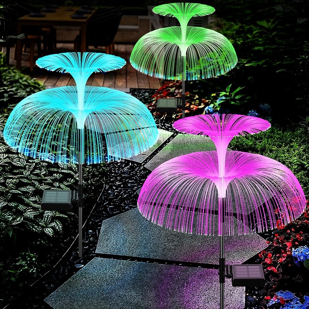 LUZ SOLAR ESTACA FLOR MEDUSA DOBLE CAPA - Pack 2 unid. 