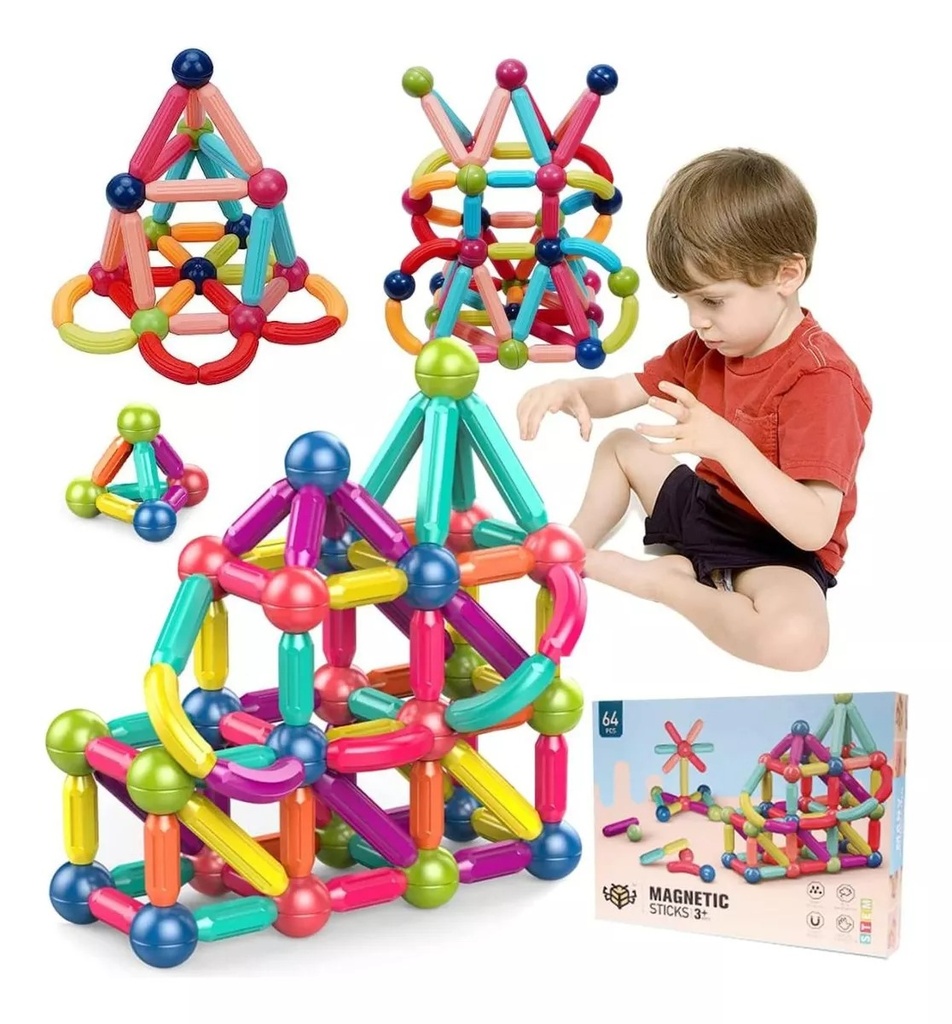 JUEGO DE BLOQUES 64 PCS MAGNETICOS 