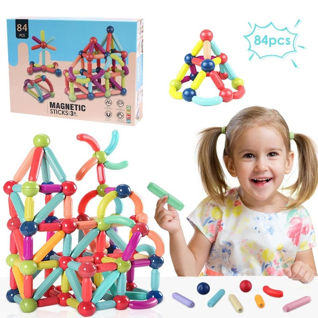 JUEGO DE BLOQUES 84 PCS MAGNETICOS 