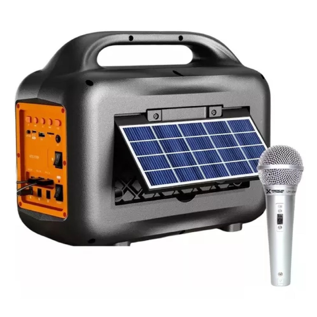 PARLANTE SOLAR CON MICROFONO, POWER BANK  Y FOCO |KTS-1769|