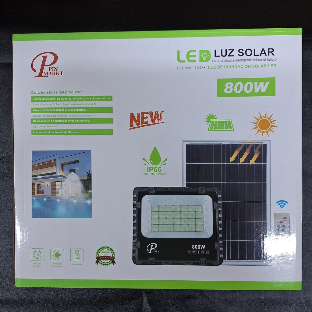 REFLECTOR 800W CON PANEL SOLAR  |066006|