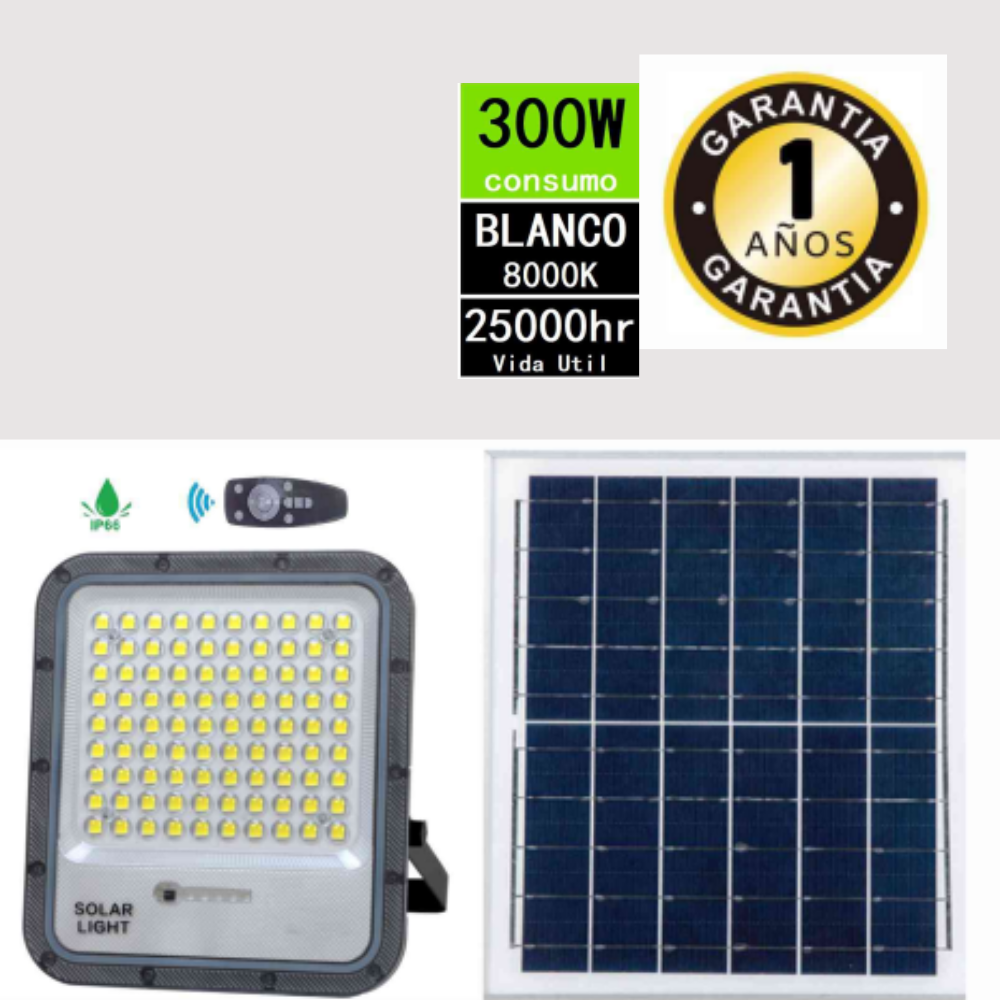 REFLECTOR 300W DE POLIACRILICO CON PANEL SOLAR |090792-20| 