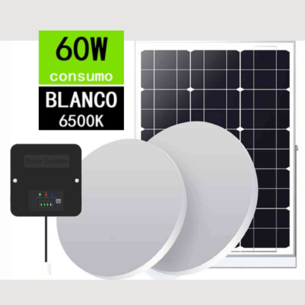 KIT 2 LUCES 60W CON PANEL SOLAR |06087-50|