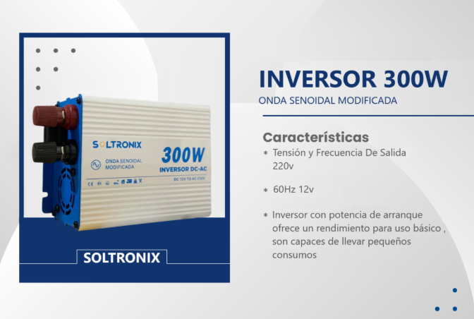 INVERSOR DE 300W-12V ONDA MODIFICADA SOLTRONIX 