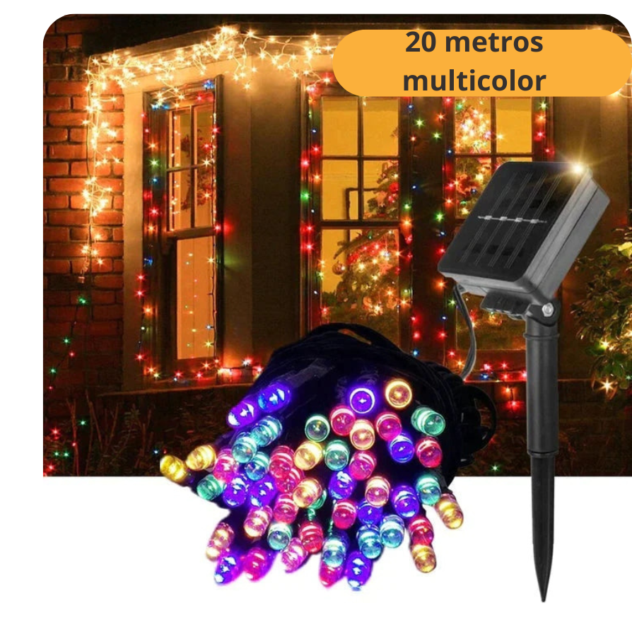 TIRA DE LUCES SOLAR MULTICOLOR NAVIDEÑAS -20M |FN6386|